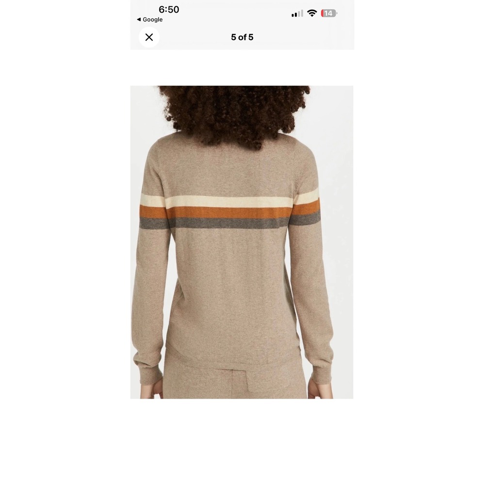 Faherty Horizon Surf Sweater Women NWOT Fireside Brown Stripe Cotton Cashmere XL - Picture 15 of 16